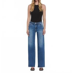NEW VERVET BY FLYING MONKEY oliver mid rise wide leg jean in blue